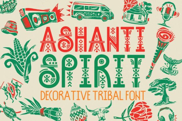 Ashanti Spirit: A Bold African Tribal Font Duo for Creative Expression